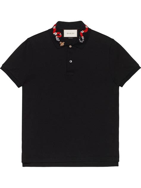 gucci cotton polo with snake embroidery replica|Gucci shirt checker.